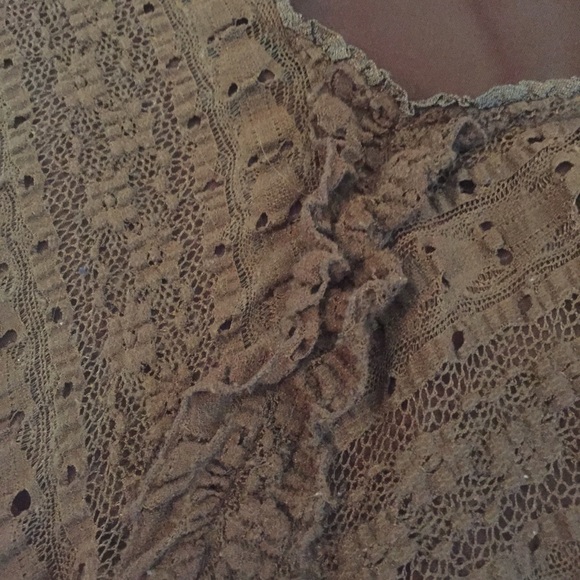 Brown Lace Cap Sleeve Tank Top - Picture 4 of 13